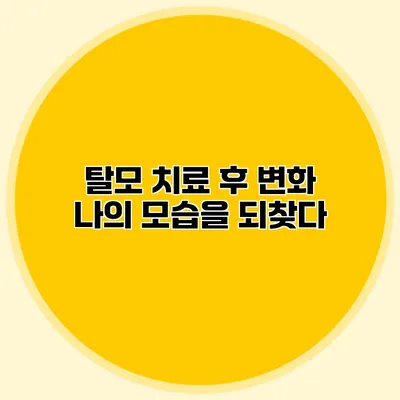 탈모 치료 후 변화 나의 모습을 되찾다