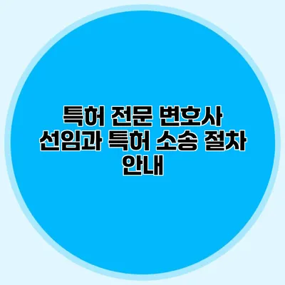 특허 전문 변호사 선임과 특허 소송 절차 안내