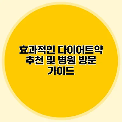 효과적인 다이어트약 추천 및 병원 방문 가이드