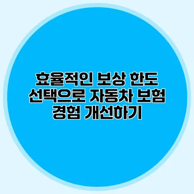 효율적인 보상 한도 선택으로 자동차 보험 경험 개선하기