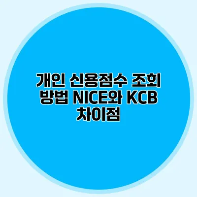 개인 신용점수 조회 방법 NICE와 KCB 차이점