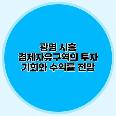 광명 시흥 경제자유구역의 투자 기회와 수익률 전망