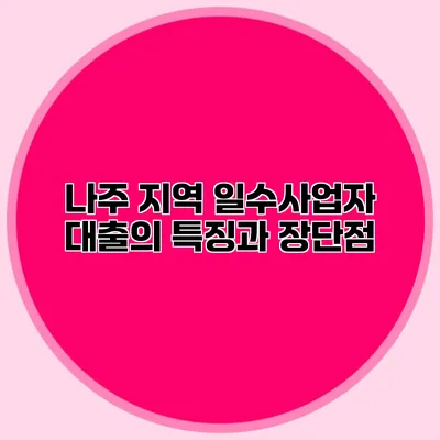 나주 지역 일수사업자 대출의 특징과 장단점