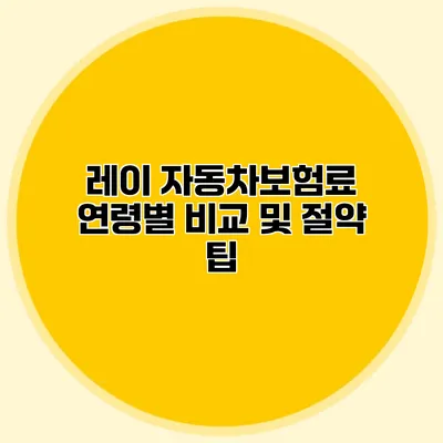 레이 자동차보험료 연령별 비교 및 절약 팁