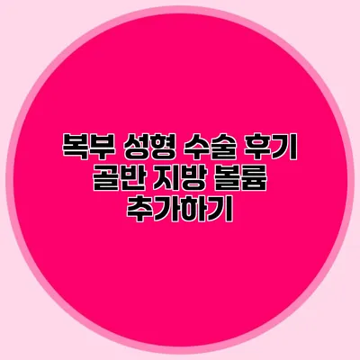 복부 성형 수술 후기 골반 지방 볼륨 추가하기