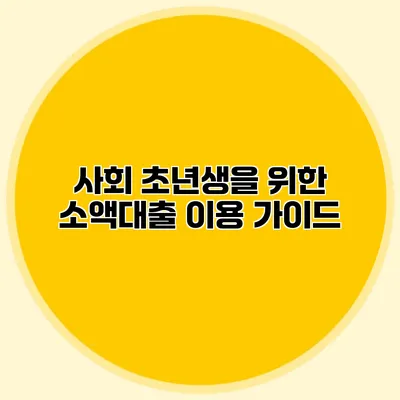 사회 초년생을 위한 소액대출 이용 가이드