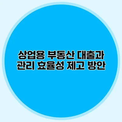 상업용 부동산 대출과 관리 효율성 제고 방안