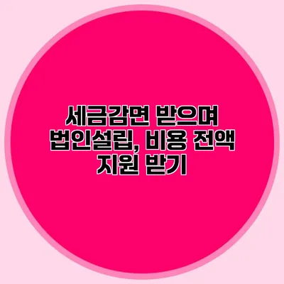 세금감면 받으며 법인설립, 비용 전액 지원 받기