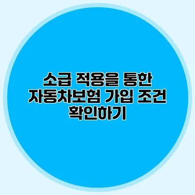 소급 적용을 통한 자동차보험 가입 조건 확인하기