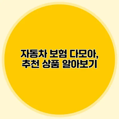 자동차 보험 다모아, 추천 상품 알아보기