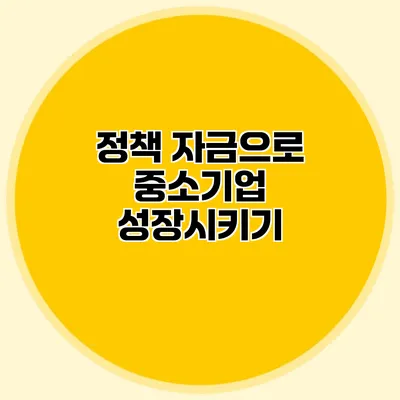 정책 자금으로 중소기업 성장시키기