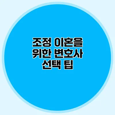 조정 이혼을 위한 변호사 선택 팁