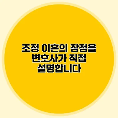 조정 이혼의 장점을 변호사가 직접 설명합니다