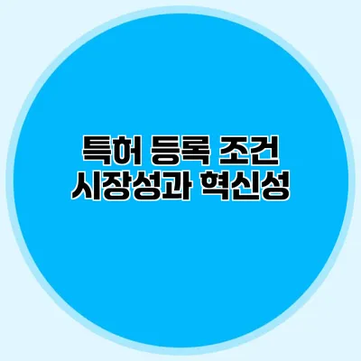 특허 등록 조건 시장성과 혁신성