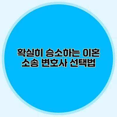 확실히 승소하는 이혼 소송 변호사 선택법